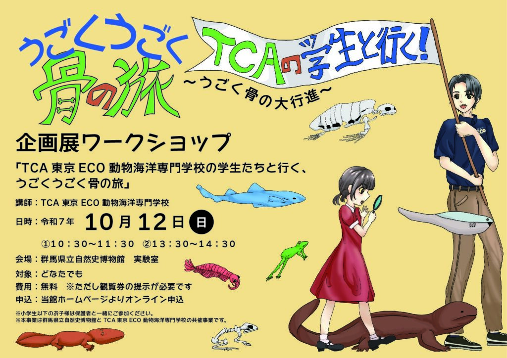 【申込期間終了】企画展ワークショップ「TCA東京ECO動物海洋専門学校の学生たちと行く、うごくうごく骨の旅」